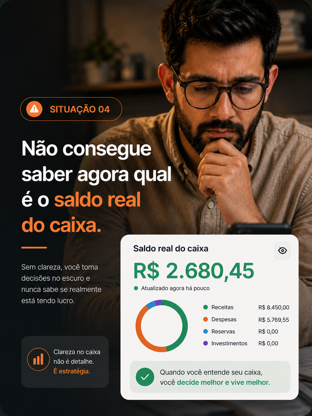 Situação 04 - Não consegue saber qual é o saldo real do caixa